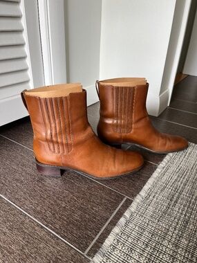 Talbots Brown Leather Ankle Boots, Made in Brazil, Size 8.5